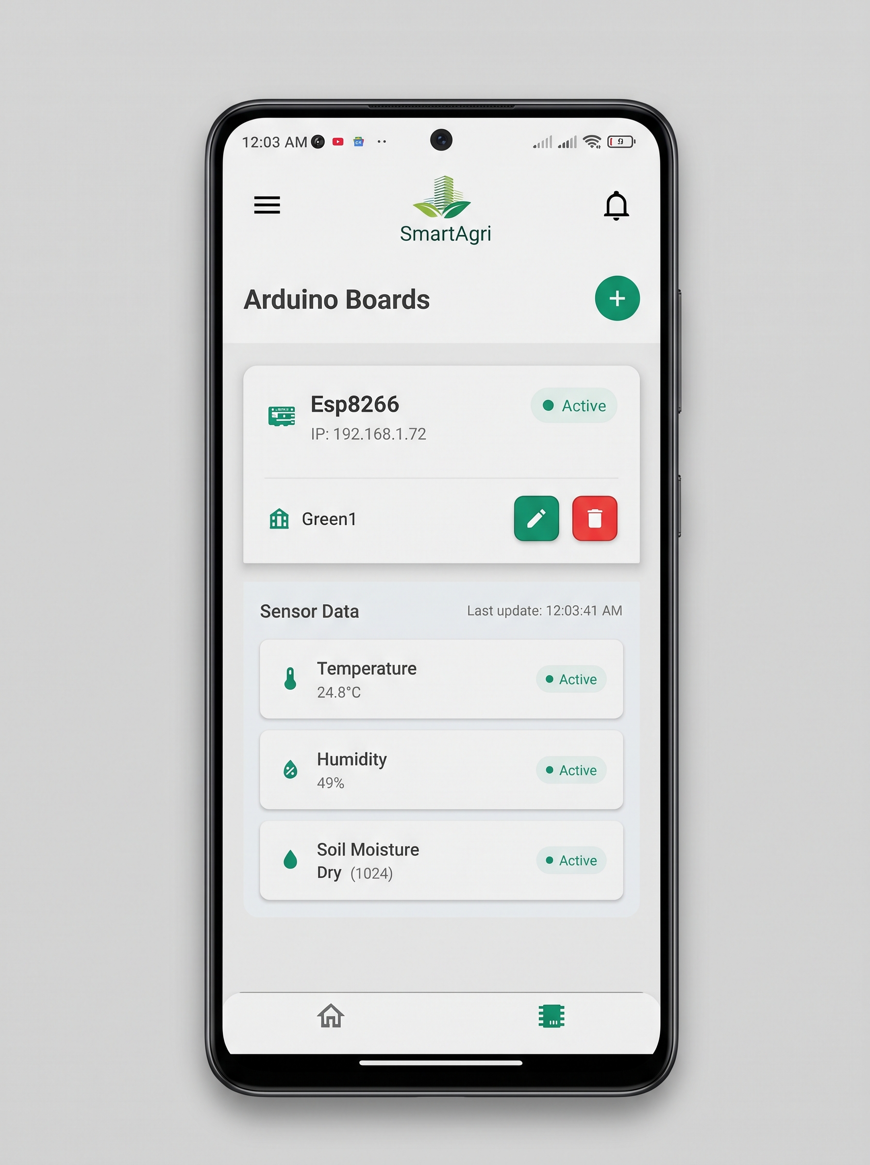 SmartAgri app promotional banner showing IoT farming features and mobile screens